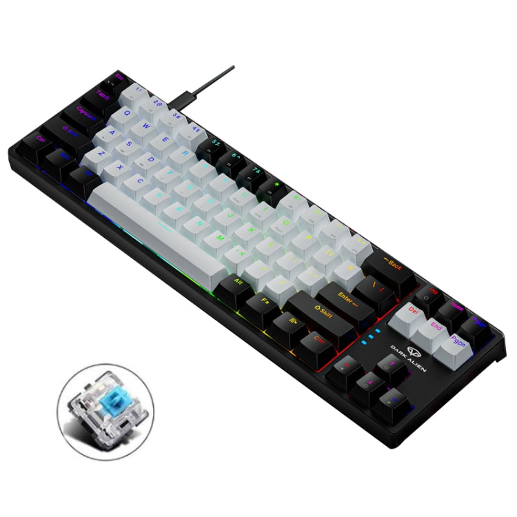 Dark Alien K710 71 Keys Glowing Game Wired Keyboard, Cable Length: 1.8m, Color: Black White Green shaft - Wired Keyboard by Dark Alien | Online Shopping South Africa | PMC Jewellery | Buy Now Pay Later Mobicred