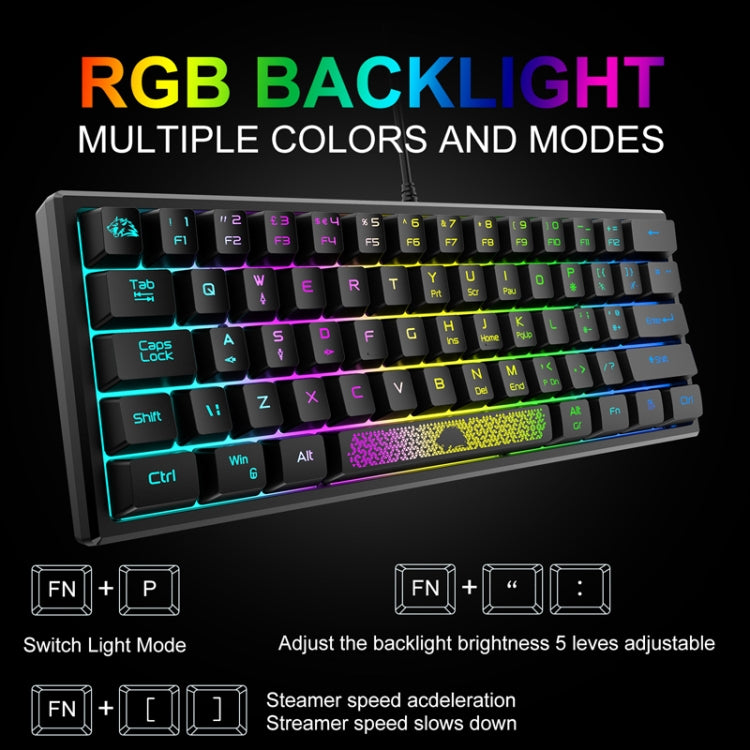 ZIYOULANG K61 62 Keys Game RGB Lighting Notebook Wired Keyboard, Cable Length: 1.5m(Blue) - Wired Keyboard by ZIYOULANG | Online Shopping South Africa | PMC Jewellery | Buy Now Pay Later Mobicred