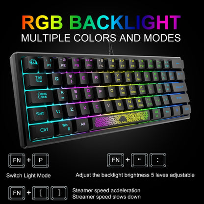 ZIYOULANG K61 62 Keys Game RGB Lighting Notebook Wired Keyboard, Cable Length: 1.5m(Blue) - Wired Keyboard by ZIYOULANG | Online Shopping South Africa | PMC Jewellery | Buy Now Pay Later Mobicred