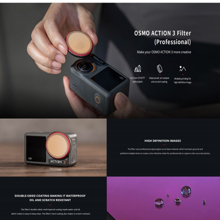 PGYTECH  For DJI OSMO Action 3 Filter Camera Lens Pro Version,Spec: UV - free shipping - PMC TechLife - Order now!