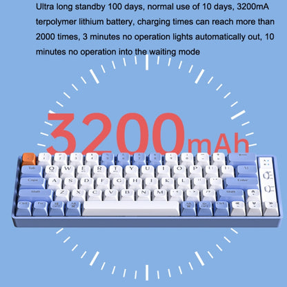 LANGTU GK65 65 Keys Wireless / Bluetooth / Wired Three Model Game Mechanical Keyboard, Cable Length: 1.5m(Milk White) - Wireless Keyboard by LANGTU | Online Shopping South Africa | PMC Jewellery | Buy Now Pay Later Mobicred