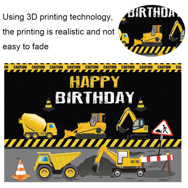 1.5m x 1m  Construction Vehicle Series Happy Birthday Photography Background Cloth(Mdn09841) - Birthday Party by PMC Jewellery | Online Shopping South Africa | PMC Jewellery