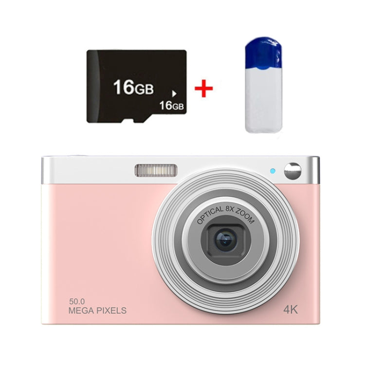 C13 2.88 inch 4K 8X Optical Zoom Telescopic Lens HD Digital Camera, Spec: Pink+Card Reader+16G - Children Cameras by PMC Jewellery | Online Shopping South Africa | PMC Jewellery | Buy Now Pay Later Mobicred