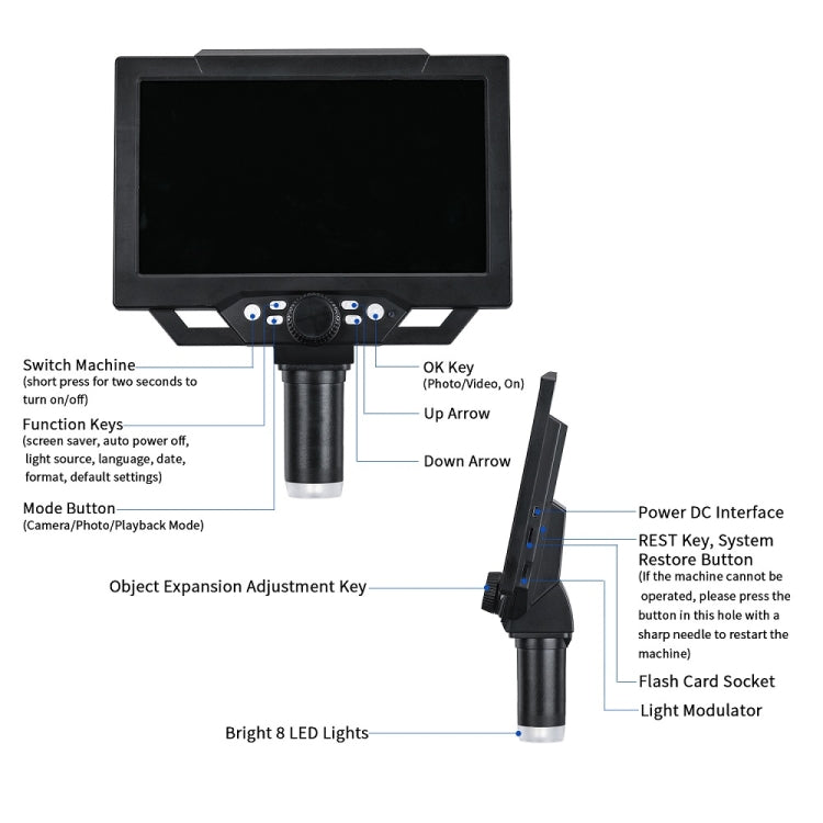 G1600 1-1600X Magnification 9 Inch Electron Microscope, Style: Without Battery EU Plug - Digital Microscope by PMC Jewellery | Online Shopping South Africa | PMC Jewellery | Buy Now Pay Later Mobicred