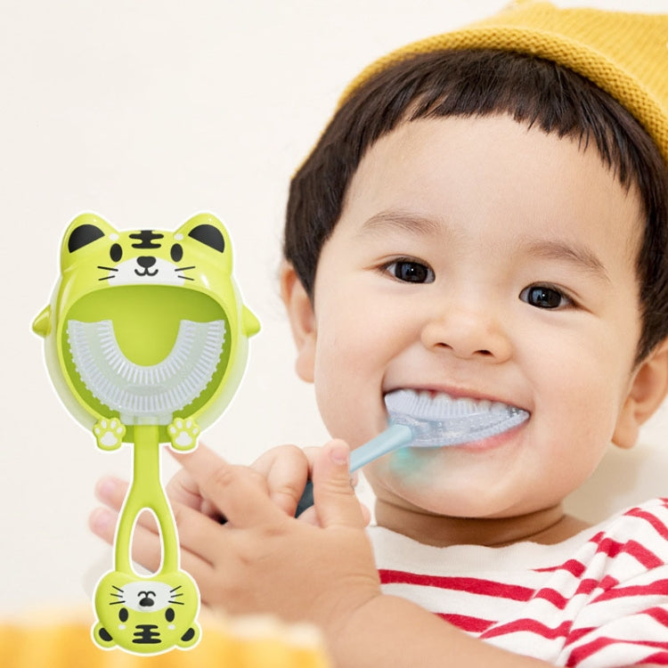 S8 2pcs Children Cartoon Animal Manual U-shaped Silicone Toothbrush for 2-12 Years Old(Blue Tiger) - Toothbrushes by PMC Jewellery | Online Shopping South Africa | PMC Jewellery | Buy Now Pay Later Mobicred