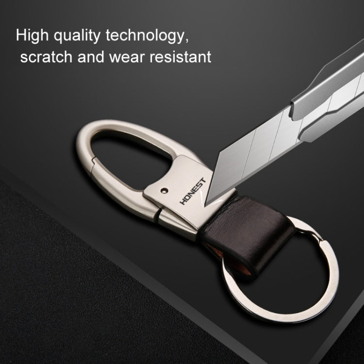 HONEST Leather Car Keychain Simple Circle Ring Pendant Keychain(Silver) - free shipping - PMC TechLife - Order now!