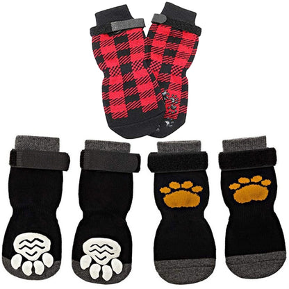 4pcs Dog Knitted Breathable Footwear Outdoor Non-slip Pet Socks, Size: M(Black) - Socks by PMC Jewellery | Online Shopping South Africa | PMC Jewellery