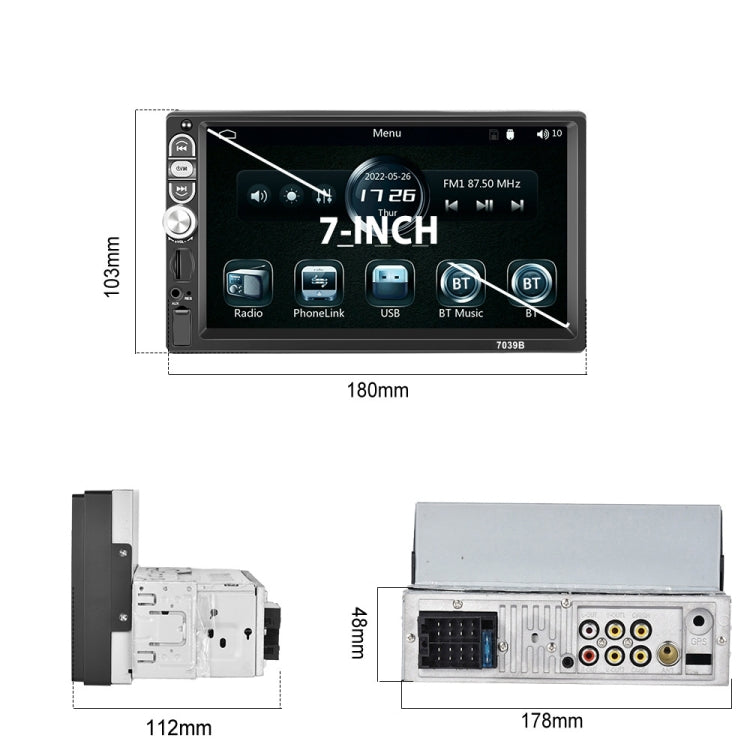 A3061 7 Inches MP5 Bluetooth Player Universal Wired CarPlay Reversing Image Integrated, Style: Standard+4 Lights Camera - Car MP3 & MP4 & MP5 by PMC Jewellery | Online Shopping South Africa | PMC Jewellery | Buy Now Pay Later Mobicred