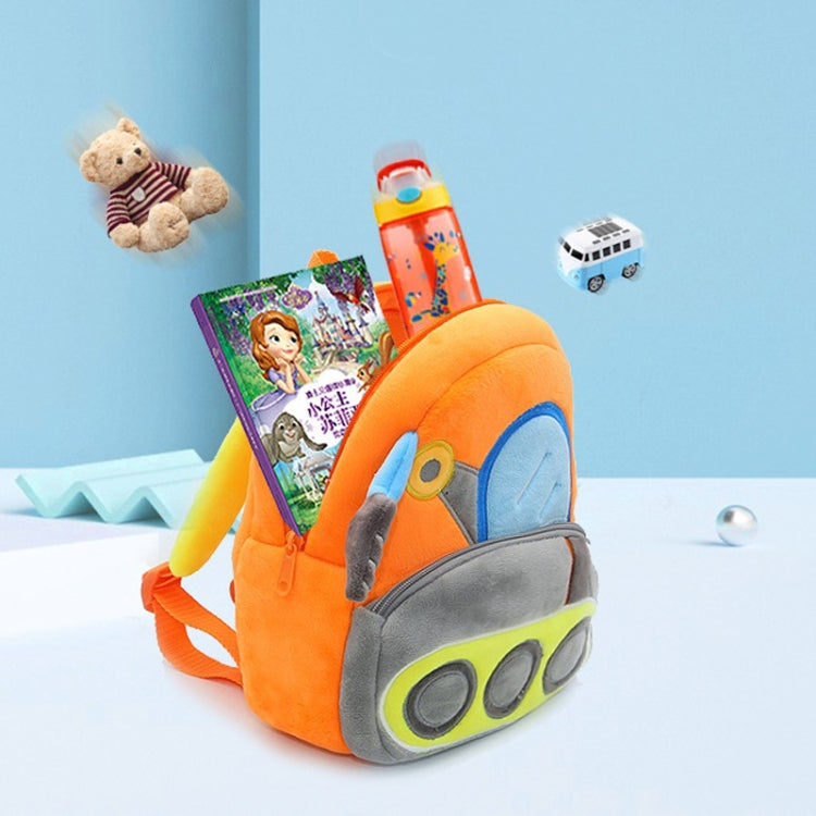 3D Cartoon Trucks Cars Plush Kids Backpack Children School Bags(Excavator) - Kids Bags by PMC Jewellery | Online Shopping South Africa | PMC Jewellery