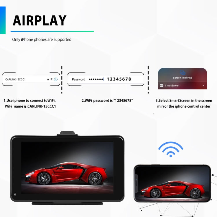 A3135 7 Inches HD Wired Smart Screen With Wireless CarPlay + Android Auto + Android With Camera - Car MP3 & MP4 & MP5 by PMC TechLife | Online Shopping South Africa | PMC TechLife
