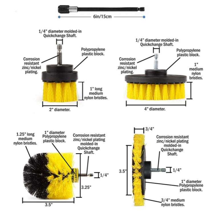 8 In 1 Electric Drill Crevice Cleaning Brush Car Wash Tool Set, Size: B Model(Yellow) - Car washing supplies by PMC Jewellery | Online Shopping South Africa | PMC Jewellery | Buy Now Pay Later Mobicred