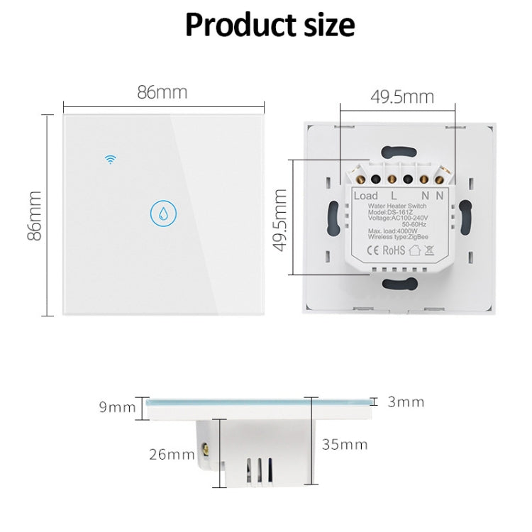 ZigBee 20A Water Heater Switch Black High Power Time Voice Control EU Plug - Smart Switch by PMC Jewellery | Online Shopping South Africa | PMC Jewellery | Buy Now Pay Later Mobicred