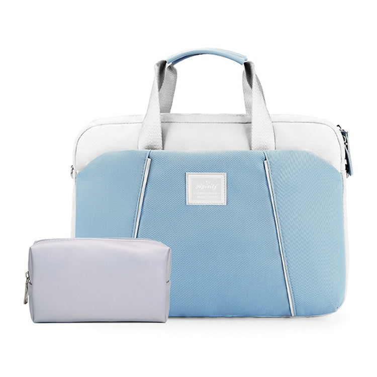 15.6 inch Computer Handheld Messenger Bag For Apple MacBook / Huawei / Xiaomi / Basne(Ladder tape light blue+gray PU power package) - 13.3 inch by PMC Jewellery | Online Shopping South Africa | PMC Jewellery | Buy Now Pay Later Mobicred