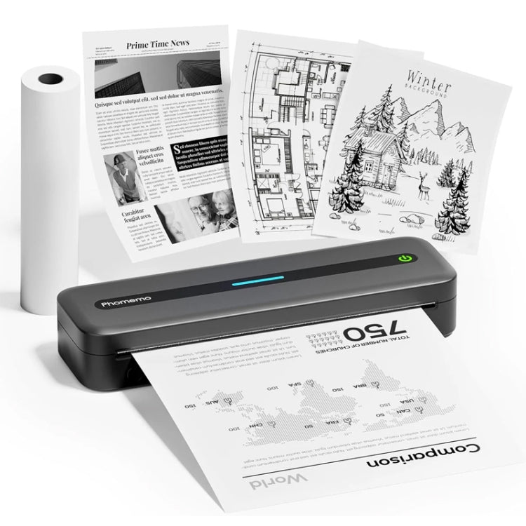 Phomemo M832 300dpi Wireless Thermal Portable Printer, Size: A4 Version(Gray) - free shipping - PMC TechLife - Order now!