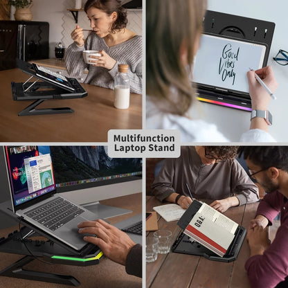 Laptop Stand with RGB Lighting 9-Level Adjustable Notebook Stand(Black) - Laptop Stand by PMC Jewellery | Online Shopping South Africa | PMC Jewellery | Buy Now Pay Later Mobicred