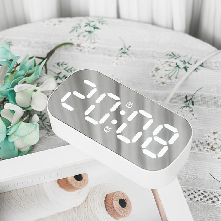 6637 LED Digital Display Temperature Electronic Clock Desktop Mirror Alarm Clock(Black White Light) - Alarm Clocks by PMc TechLife | Online Shopping South Africa | PMc TechLife | Buy Now Pay Later Mobicred