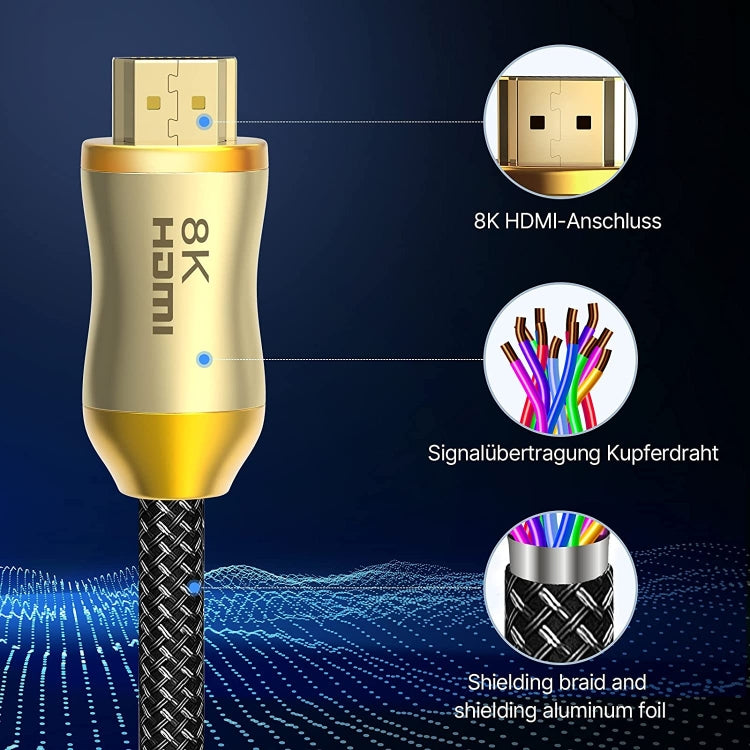 CO-HD801 2m HDMI 2.1 Version 8K 60Hz For PS4 Cable Projector Notebook Set-Top Box Cable(Gold) - Cable by PMC TechLife | Online Shopping South Africa | PMC TechLife | Buy Now Pay Later Mobicred