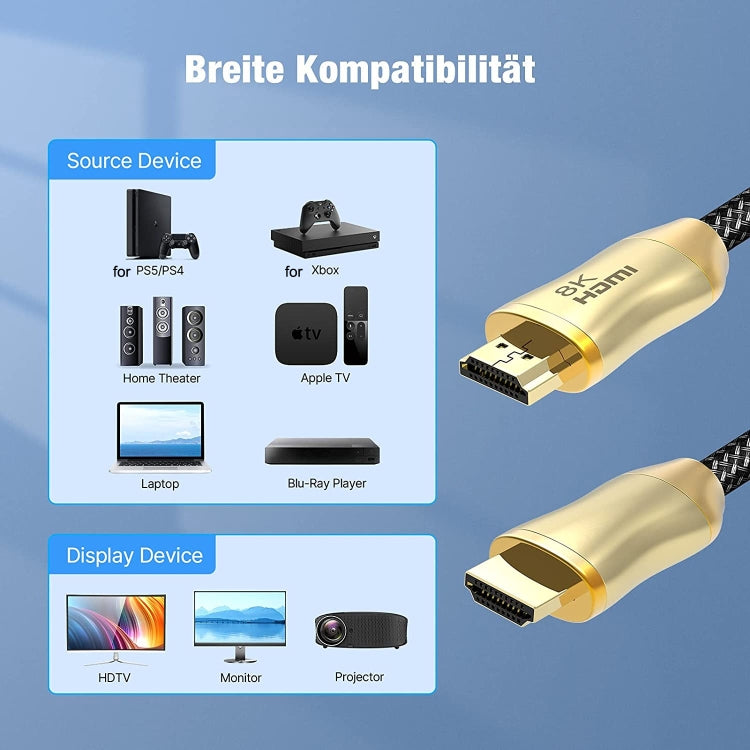CO-HD801 2m HDMI 2.1 Version 8K 60Hz For PS4 Cable Projector Notebook Set-Top Box Cable(Gold) - Cable by PMC TechLife | Online Shopping South Africa | PMC TechLife | Buy Now Pay Later Mobicred