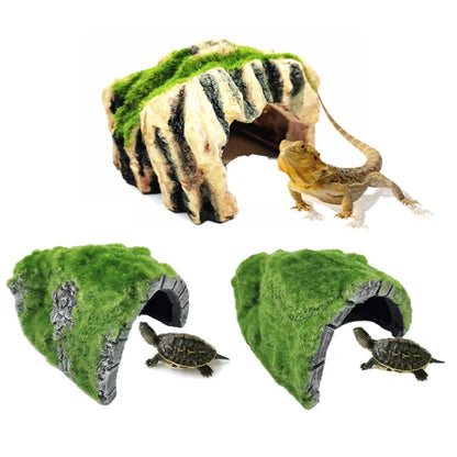 GT46 Flocked Caple Box Turtle Hiding Nest Moss Cave Turtle Cave Sunbed - Reptile Supplies by PMC Jewellery | Online Shopping South Africa | PMC Jewellery