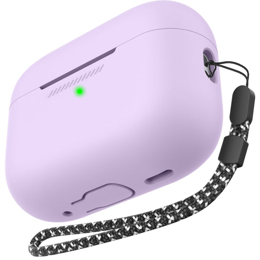 For AirPods Pro 2 AhaStyle PT187 Silicone One-Piece Protective Case With Lanyard Case(Purple) - For AirPods Pro 2 by AhaStyle | Online Shopping South Africa | PMC Jewellery | Buy Now Pay Later Mobicred