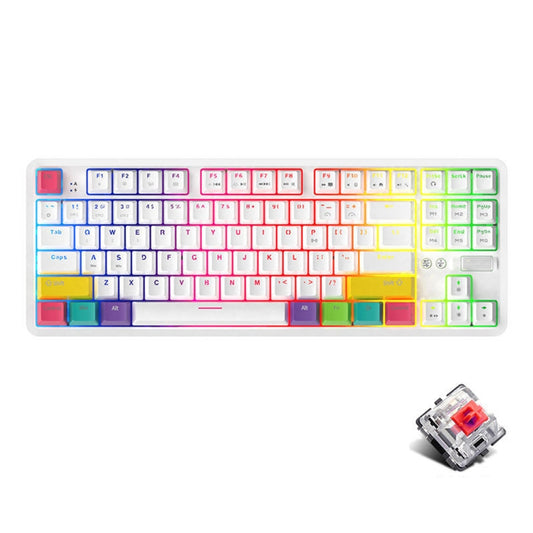 Ajazz K870T 87-Key Hot Swap Bluetooth/Wired Dual Mode RGB Backlight Office Game Mechanical Keyboard Red Shaft (White) - Wireless Keyboard by Ajazz | Online Shopping South Africa | PMC Jewellery | Buy Now Pay Later Mobicred