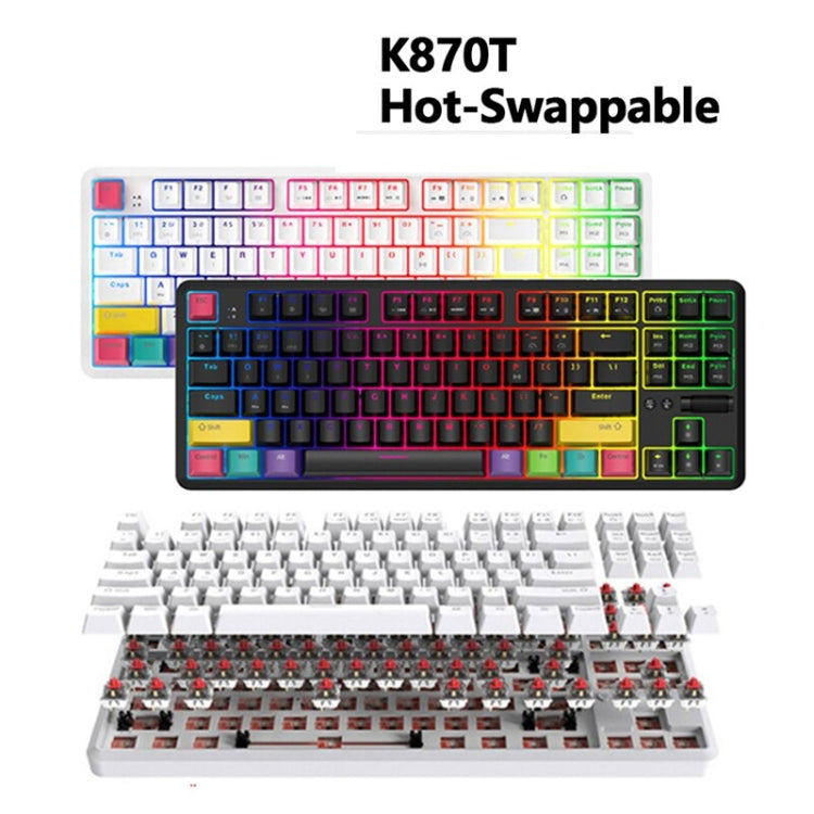 Ajazz K870T 87-Key Hot Swap Bluetooth/Wired Dual Mode RGB Backlight Office Game Mechanical Keyboard Green Shaft (Black) - Wireless Keyboard by Ajazz | Online Shopping South Africa | PMC Jewellery | Buy Now Pay Later Mobicred