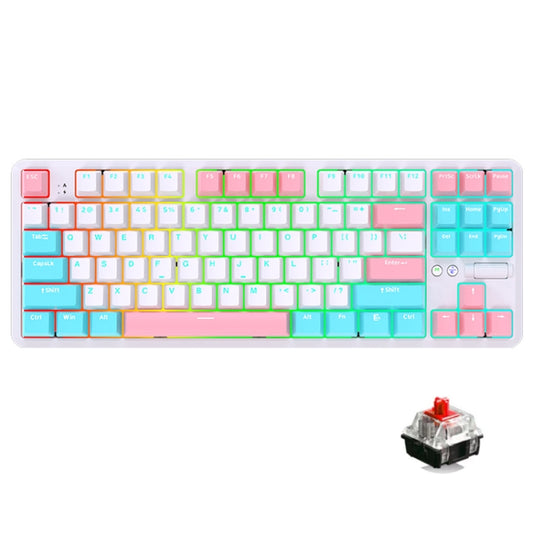 Ajazz K870T Pro 87 Keys Three Mode Wireless/Bluetooth/Wired Pluggable RGB Mechanical Keyboard Red Shaft (White) - Wireless Keyboard by Ajazz | Online Shopping South Africa | PMC Jewellery | Buy Now Pay Later Mobicred