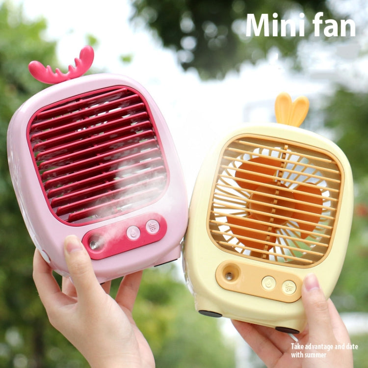 1315 Spray Humidification Hydrating Cartoon Fan USB Charging Desktop Fan(Deer Pink) - Electric Fans by PMC Jewellery | Online Shopping South Africa | PMC Jewellery | Buy Now Pay Later Mobicred