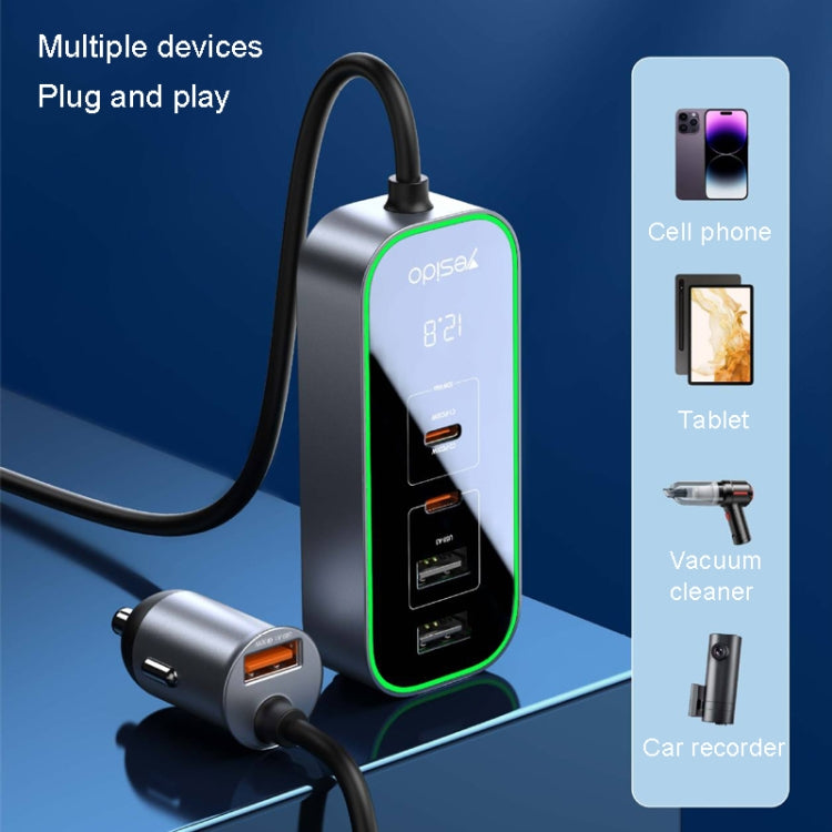 Yesido Y53 QC3.0 Car Charger 97W Five Ports Fast Charged(Black) - Car Charger by Yesido | Online Shopping South Africa | PMC Jewellery | Buy Now Pay Later Mobicred