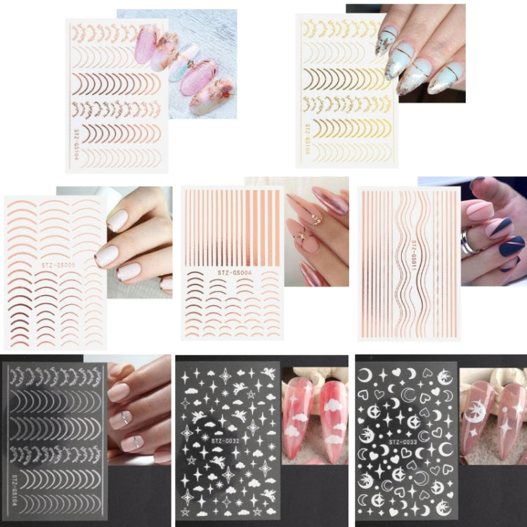 Gold Silver Manicure Stickers Imitation Metal Line Adhesive Nail Stickers(Stz-GS104 Silver) - Nail Stickers by PMC Jewellery | Online Shopping South Africa | PMC Jewellery | Buy Now Pay Later Mobicred