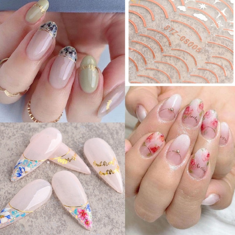 Gold Silver Manicure Stickers Imitation Metal Line Adhesive Nail Stickers(Stz-GS005 Rose Gold) - Nail Stickers by PMC Jewellery | Online Shopping South Africa | PMC Jewellery | Buy Now Pay Later Mobicred