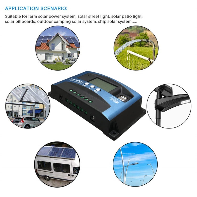 YCX-003 30-100A Solar Charging Controller with LED Screen & Dual USB Port Smart MPPT Charger, Model: 12/24V 60A - Others by PMC Jewellery | Online Shopping South Africa | PMC Jewellery | Buy Now Pay Later Mobicred