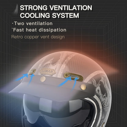 SOMAN Motorcycle Four Seasons Carbon Fiber Half Helmet, Color: FRP Matte Black(XL) - Helmets by SOMAN | Online Shopping South Africa | PMC Jewellery | Buy Now Pay Later Mobicred