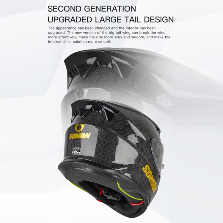 SOMAN Motorcycle Carbon Fiber Double Lens Thermal Safety Helmet, Size: XXL(Cheetah Print) - Helmets by SOMAN | Online Shopping South Africa | PMC Jewellery | Buy Now Pay Later Mobicred