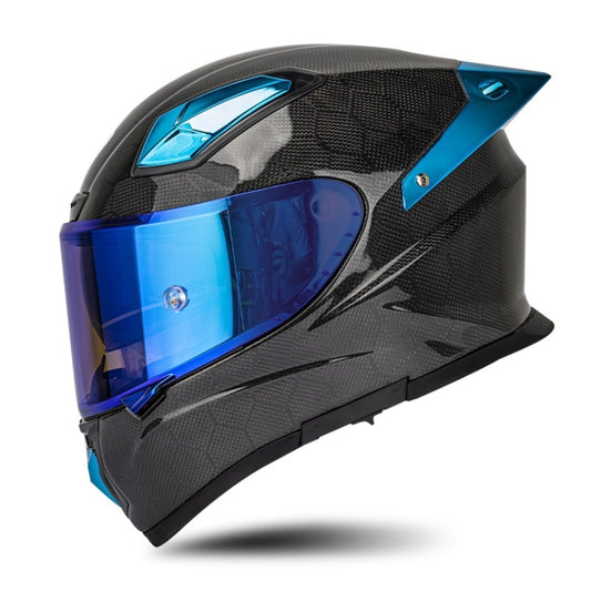 SOMAN Four Seasons Full Cover Motorcycle Helmet, Size: XXL(Snake Carbon Fiber Blue) - Helmets by SOMAN | Online Shopping South Africa | PMC Jewellery | Buy Now Pay Later Mobicred