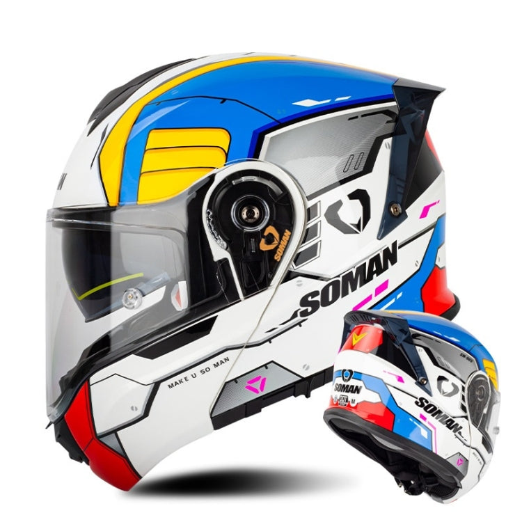 SOMAN Racing Motorcycle Double Lens Riding Safety Helmet, Size: M(Mobile Suit) - Helmets by SOMAN | Online Shopping South Africa | PMC Jewellery | Buy Now Pay Later Mobicred