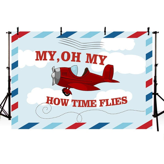 210x180cm Cartoon Small Aircraft Children Birthday Background Cloth - Birthday Party by PMC Jewellery | Online Shopping South Africa | PMC Jewellery | Buy Now Pay Later Mobicred