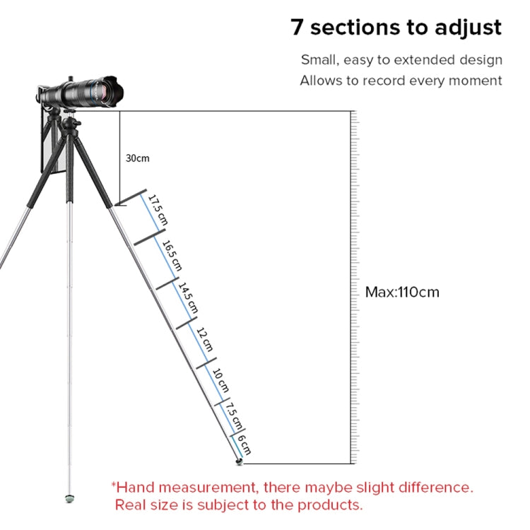 APEXEL APL-JJ09 Mobile Selfie Live Streaming Portable Stretch Telephoto Tripod(Black) - Stand by APEXEL | Online Shopping South Africa | PMC TechLife | Buy Now Pay Later Mobicred