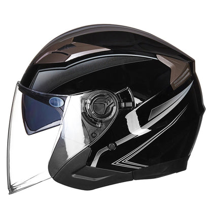 GXT 708 Electric Vehicle Dual Lens Helmet Four Seasons Safety Helmet, Size: L(Bright Black Gray) - Helmets by GXT | Online Shopping South Africa | PMC Jewellery | Buy Now Pay Later Mobicred
