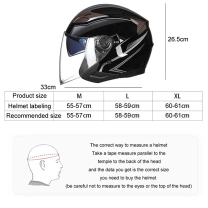 GXT 708 Electric Vehicle Dual Lens Helmet Four Seasons Safety Helmet, Size: M(Bright Black) - Helmets by GXT | Online Shopping South Africa | PMC Jewellery | Buy Now Pay Later Mobicred