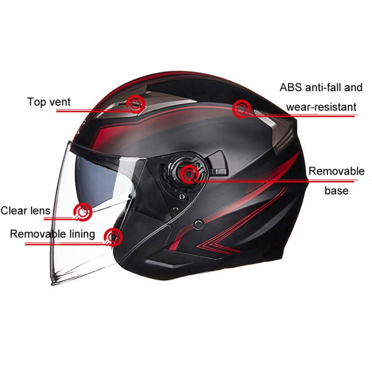 GXT 708 Electric Vehicle Dual Lens Helmet Four Seasons Safety Helmet, Size: M(Bright Black Red) - Helmets by GXT | Online Shopping South Africa | PMC Jewellery | Buy Now Pay Later Mobicred