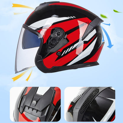 GXT Electric Vehicle Four Seasons Sun Protection & Windshield Double Lens Helmet, Size: L(Bright Black Red) - Helmets by GXT | Online Shopping South Africa | PMC Jewellery | Buy Now Pay Later Mobicred