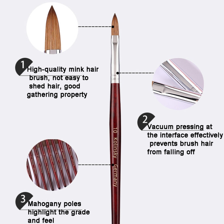 Red Wood Handle Kolinsky Hair Nail Art Brush No. 10 - Nail Art Equipment by PMC Jewellery | Online Shopping South Africa | PMC Jewellery | Buy Now Pay Later Mobicred