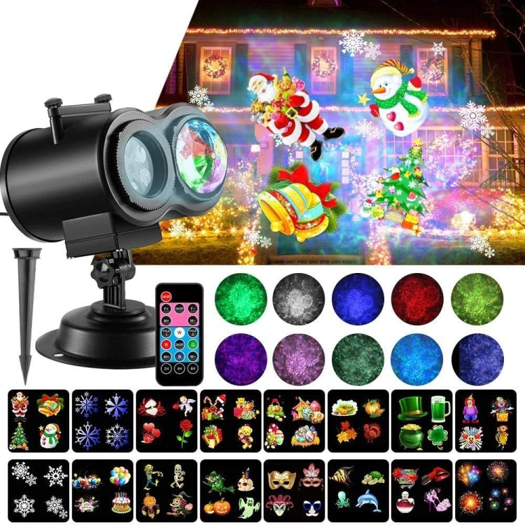 16 Cards UK Plug Color Card Pattern 9W Christmas Projection Light Remote Control Snow Light - Christmas Decoration Lamps by PMc TechLife | Online Shopping South Africa | PMc TechLife | Buy Now Pay Later Mobicred