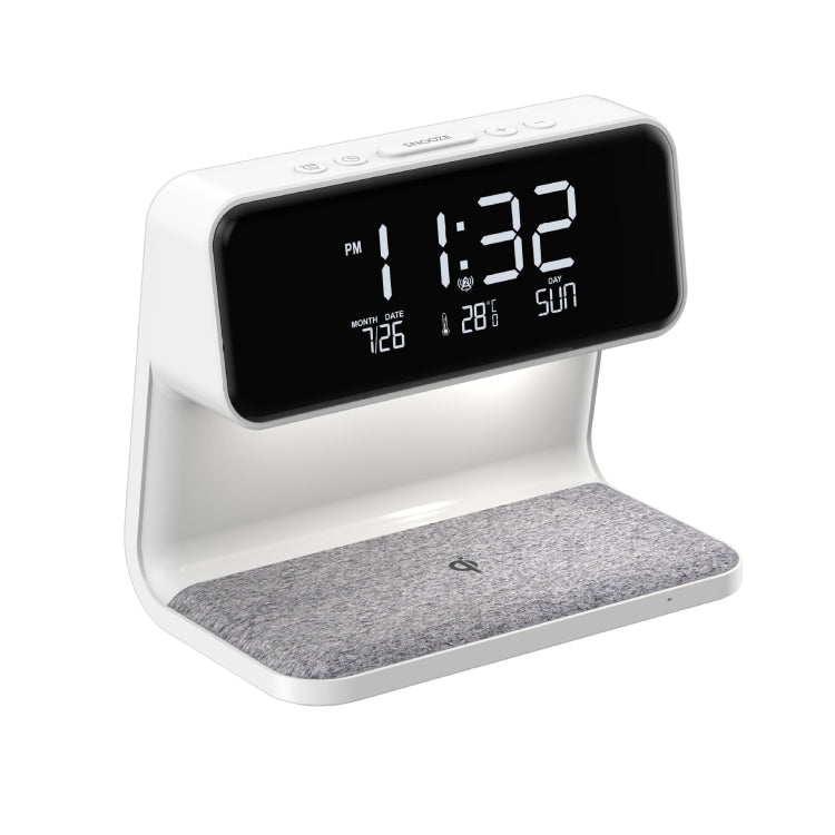 3 In 1 10W Wireless Charging Bedside Lamp LCD Screen Alarm Clock  Phone Charger,EU Plug(White) - Wireless Charger by PMC Jewellery | Online Shopping South Africa | PMC Jewellery