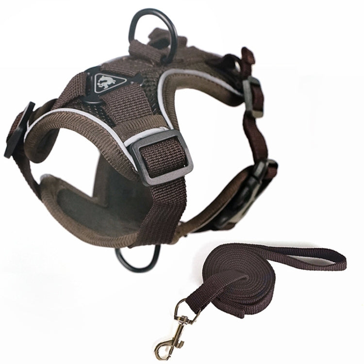 Pet Vest Harness + Traction Rope Set Reflective Breathable Dog Cat Harness, Size: S(Coffee) - Leashes by PMC Jewellery | Online Shopping South Africa | PMC Jewellery