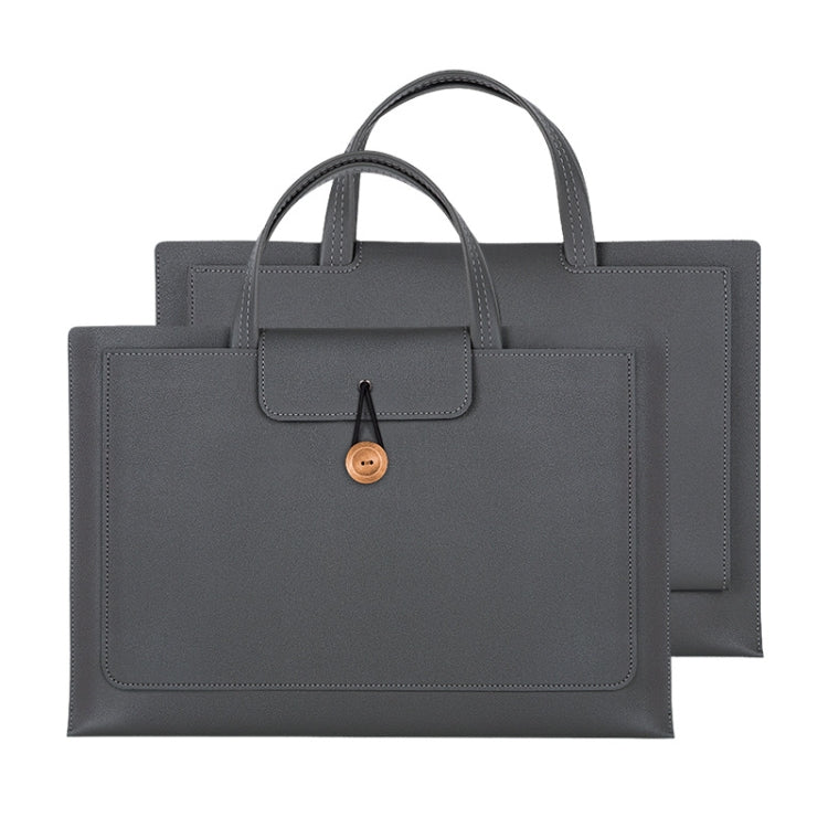 15.4/16 inch Elastic Button Laptop Waterproof PU Handbag(Grey) - free shipping - PMC Jewellery - Order now!