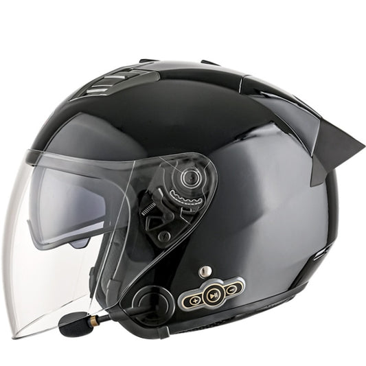 KUQIBAO Motorcycle Smart Bluetooth Sun Protection Double Lens Safety Helmet, Size: M(Bright Black+Black Tail) - Helmets by KUQIBAO | Online Shopping South Africa | PMC Jewellery | Buy Now Pay Later Mobicred