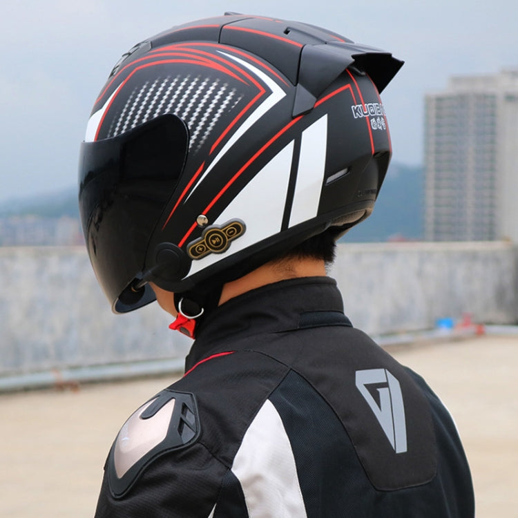 KUQIBAO Motorcycle Smart Bluetooth Sun Protection Double Lens Safety Helmet, Size: L(Matte Black+Black Tail) - Helmets by KUQIBAO | Online Shopping South Africa | PMC Jewellery | Buy Now Pay Later Mobicred