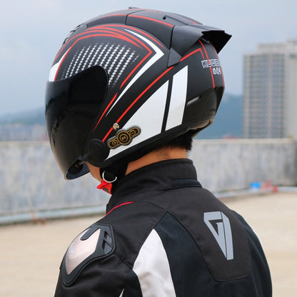 KUQIBAO Motorcycle Smart Bluetooth Sun Protection Double Lens Safety Helmet, Size: XL(Matte Black Phantom Fiber+Black Tail) - Helmets by KUQIBAO | Online Shopping South Africa | PMC Jewellery | Buy Now Pay Later Mobicred